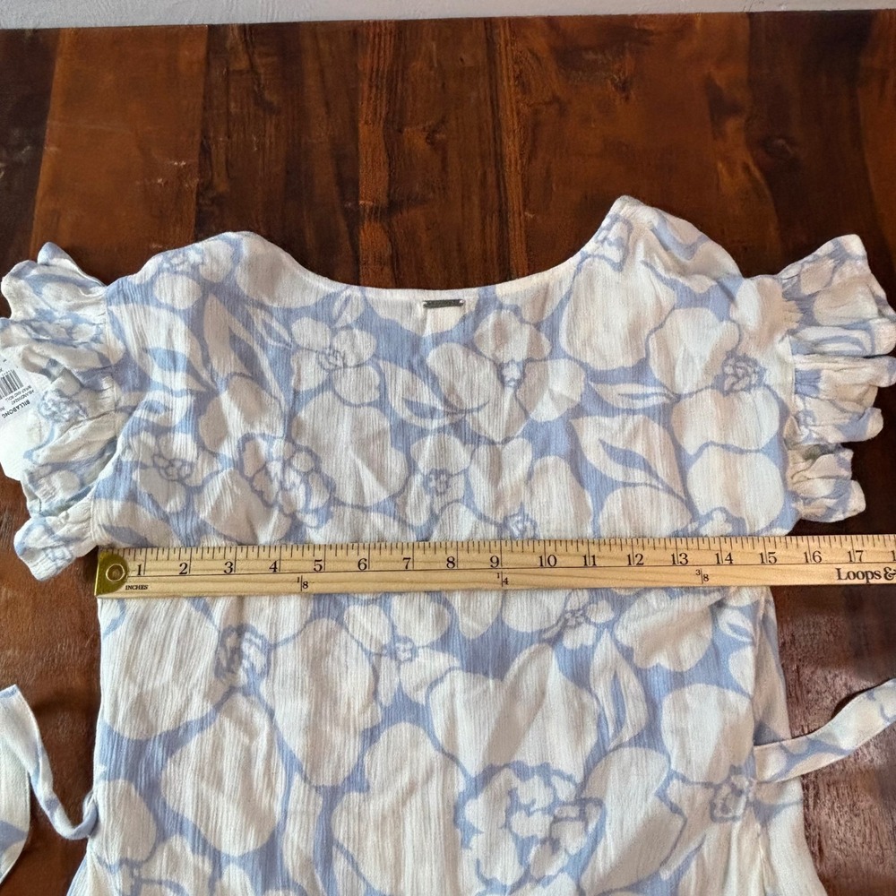 Billabong Wrap and Roll Floral Mini Dress Blue White Ruffle XS ABJWD00247 - Picture 6 of 12